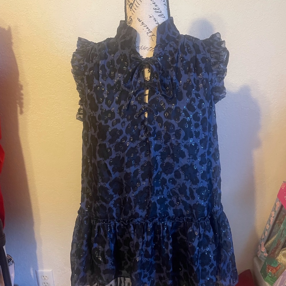Kate Spade Blue Leopard Blouse